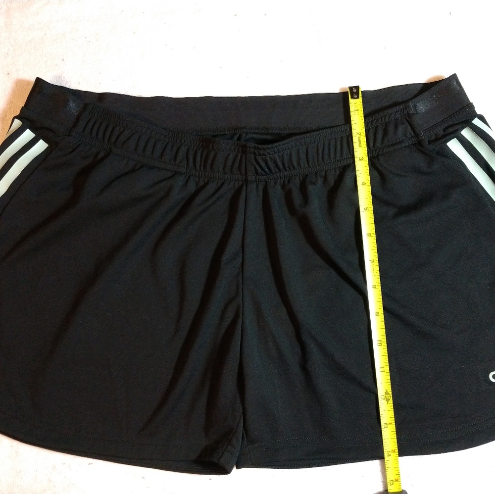 Ladies Adidas Climate running shorts, elastic waist, black with mint green strip